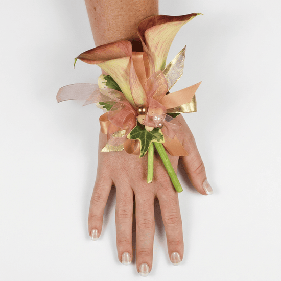 Dusty Peach Calla Lily Wrist Corsage
