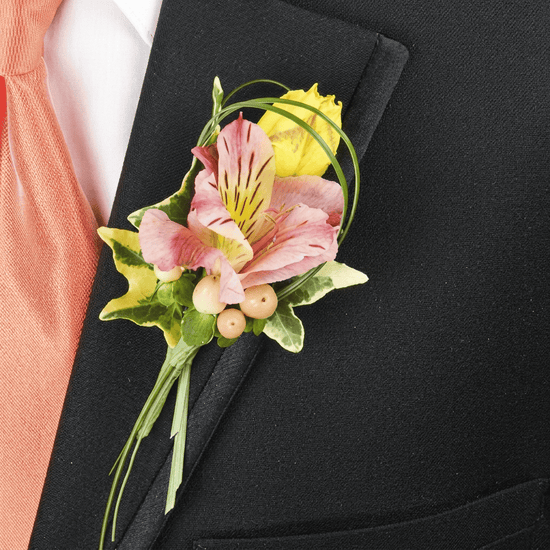 Pink and Yellow Alstromeria Boutonniere