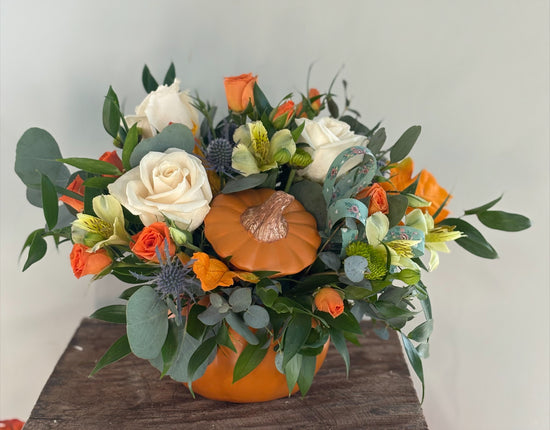 5" Orange Pumpkin Flower Arrangement