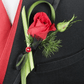 Single Red Rose With Lily Grass Boutonniere