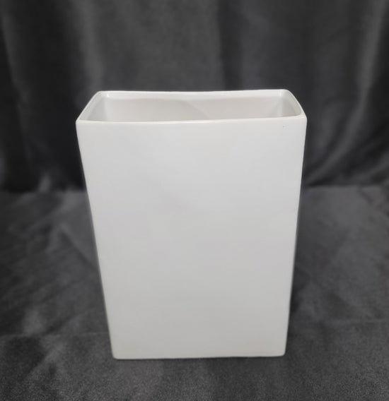 White Rectangular Ceramic Container - 7" X 3" X 10"