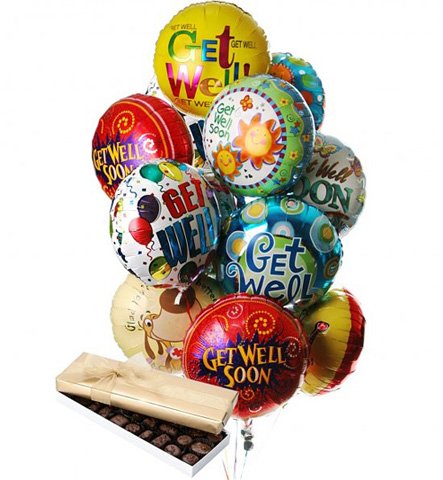 Get Well Balloon Bouquet & Chocolates