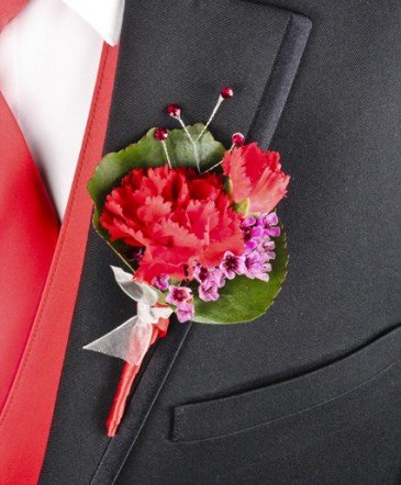 Pink and Red Carnation Boutonniere