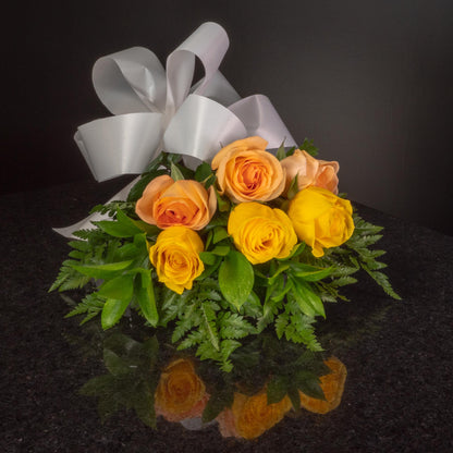 Yellow Peach Roses 6 Roses / Hand-Tied / Basic